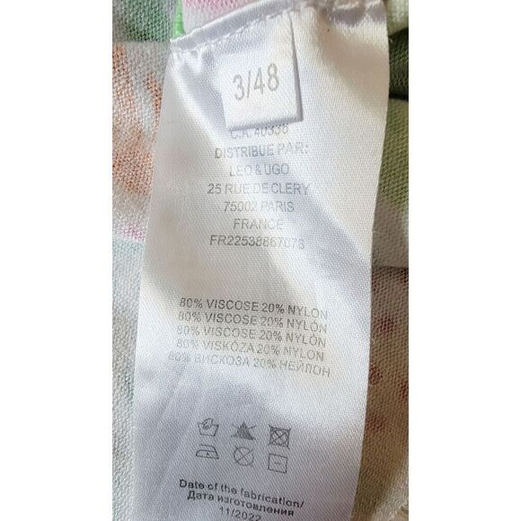 Leo & Ugo Paris 3 Sweater Womens Multi Color Floral US 48 V-Neck XL Nylon - Picture 7 of 7